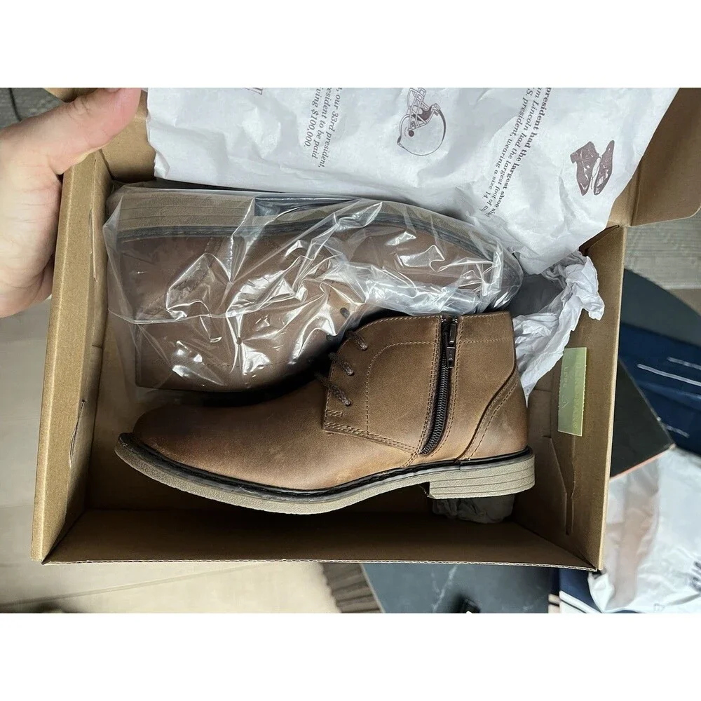 Johnston & Murphy Big Boys Calder Leather Lace Up Chukka Boots Youth  Sz 2 Brown